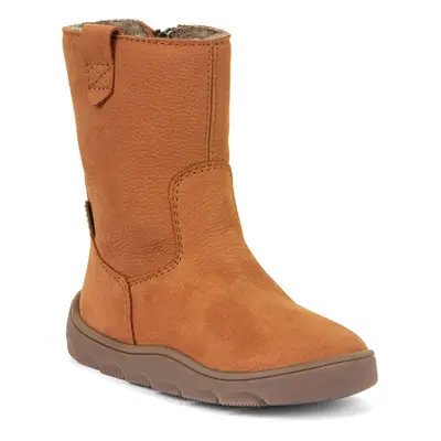 Dívčí zimní barefoot kozačky ZERU TEX BOOT Cognac, Froddo, G3160242, hnědá