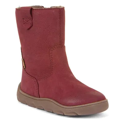 Dívčí zimní barefoot kozačky ZERU TEX BOOT Bordeaux, Froddo, G3160242-4, červená