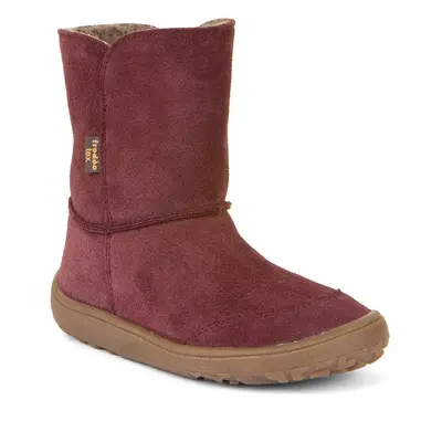 Dívčí zimní barefoot boty TEX SUEDE Bordeaux, Froddo, G3160238-1, červená