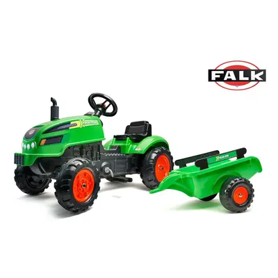 Šlapací traktor s vlečnou a otevírací kapotou zelený, Falk, W011256