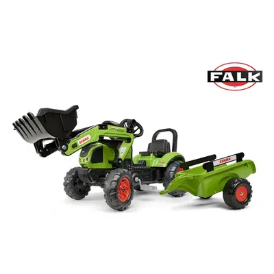 Šlapací traktor Claas Arion s nakladačem a vlečkou, Falk, W011259