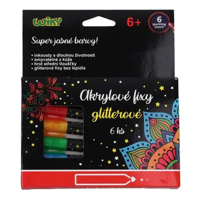 Akrylové fixy glitter 6ks, W015552