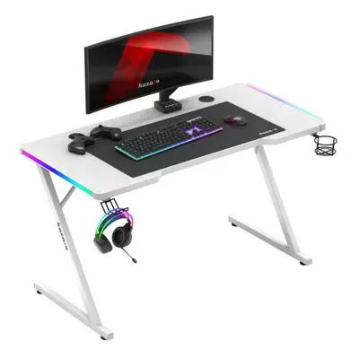 Bílý herní stůl Huzaro s RGB osvětlením