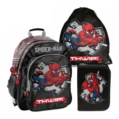 Školní chlapecký SPIDERMAN set batohu, kapsy a penálu