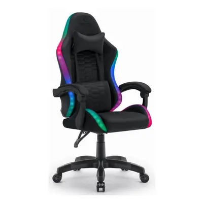 Látkové černé křeslo HELLS CHAIR HC-1000 LED RGB