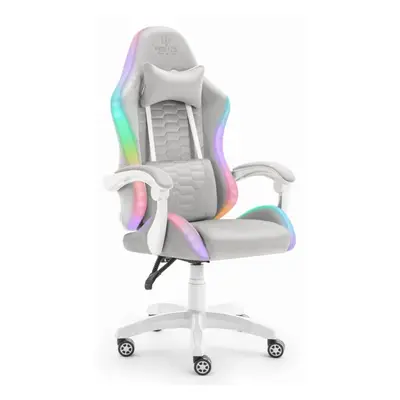 Šedo-bílé herní křeslo HELLS CHAIR HC- 1000 LED RGB