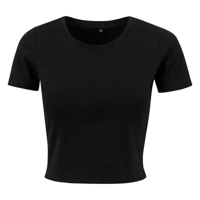 Build Your Brand Dámské crop top tričko s krátkým rukávem - Černá