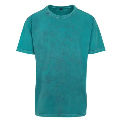 Build Your Brand Pánské tričko Acid Washed - Teal / černá