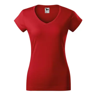 MALFINI Dámské tričko Fit V-neck - Červená