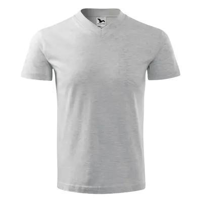 MALFINI Tričko V-neck - Světle šedý melír