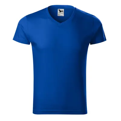 MALFINI Pánské tričko Slim Fit V-neck - Královská modrá