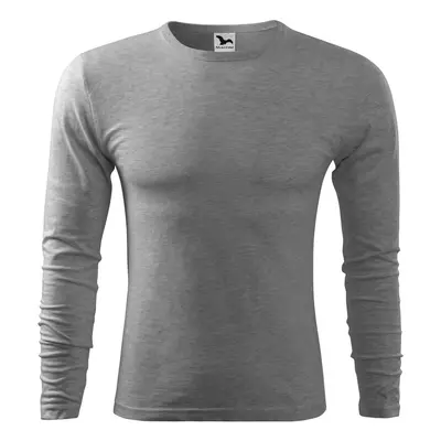 MALFINI Pánské tričko dlouhým rukávem Fit-T Long Sleeve - Tmavě šedý melír