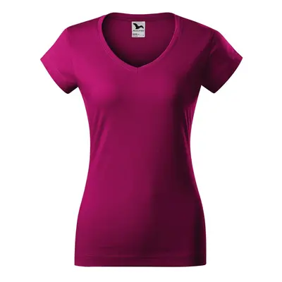 MALFINI Dámské tričko Fit V-neck - Světle fuchsiová