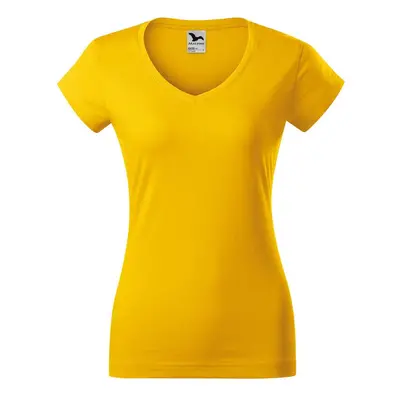 MALFINI Dámské tričko Fit V-neck - Žlutá