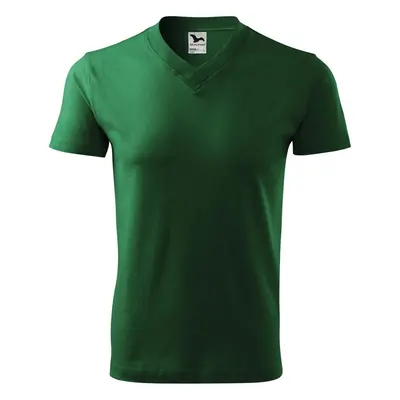 MALFINI Tričko V-neck - Lahvově zelená