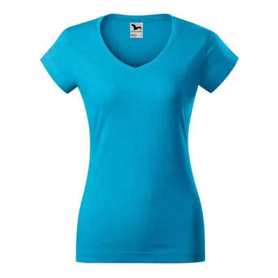 MALFINI Dámské tričko Fit V-neck - Tyrkysová