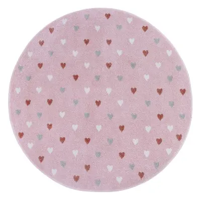 Dětský kusový koberec Hanse Home Adventures 105951 Little hearts Rose Ø 140 cm