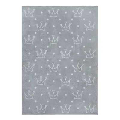 Dětský kusový koberec Hanse Home Adventures 105948 Crowns Grey 160x235 cm