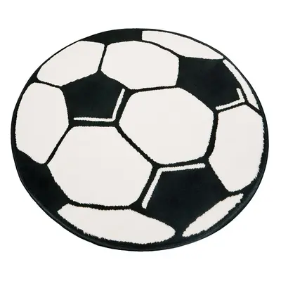 Detský kusový koberec Hanse home Fussball 100015 White Black Ø 100 cm