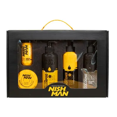 Nishman Yellow sada šampon 200 ml + kolínská voda 200 ml + kondicionér 200 ml + pudr na vlasy 20