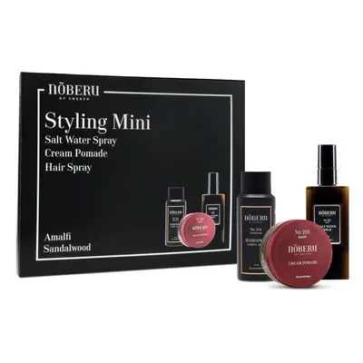 : Noberu Styling Mini Amalfi sada na vlasy krémová pomáda 80 ml + Sea Salt sprej 100 ml + Lak na v