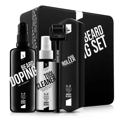 Angry Beards Beard Doping BIG Beard Roller & Cleaner + BIG Doping 100 ml + box dárková sada