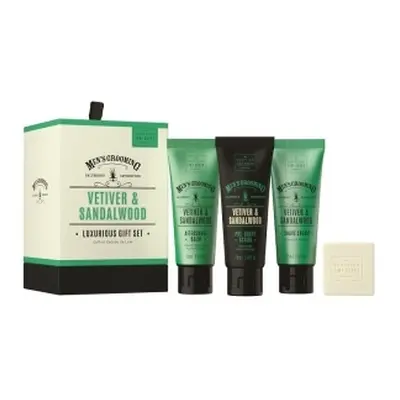 Scottish Fine Soaps Vetiver and Sandalwood krém na holení 75ml + pleťový peeling před holením 75