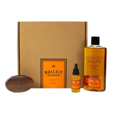 Pan Drwal Bulleit Bourbon Grooming olej na vousy 30 ml + sprchový gel 400 ml + kartáč na vousy d