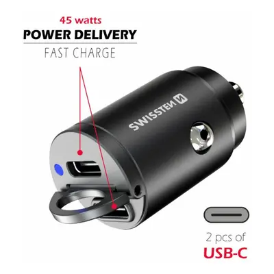 USB-C adaptér 2x (Power Delivery 45W, černý)