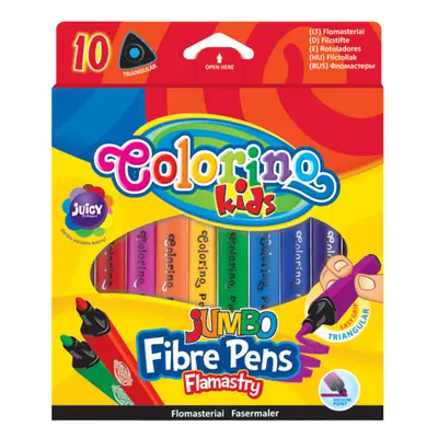 Colorino Fixy trojhranné Colorino JUMBO, 10 barev