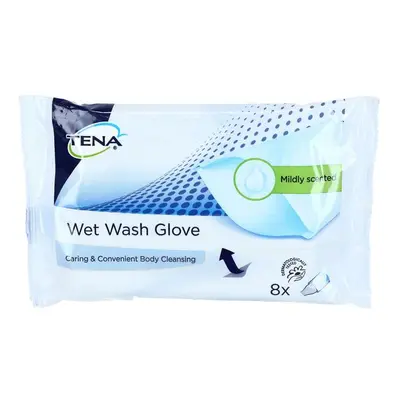 Mycí vlhčená žínka TENA Wet Wash Glove, 8 ks