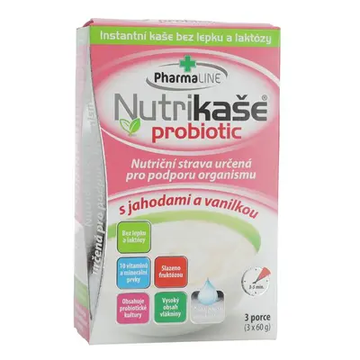 PharmaLINE Nutrikaše probiotic s jahodami a vanilkou, 3x 60 g