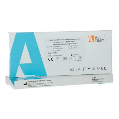 SARS-CoV-2, Influenza A+B, RSV, Adenovirus, M.pneumoniae Antigenový Kombinovaný test, 1ks