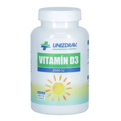 Vitamín D3 2000 IU UNIZDRAV, 80 + 10 kapsúl zdarma