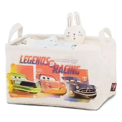 Dětský textilní úložný koš Living / 32 x 23 x 19 cm / bílá / Disney Pixar Cars