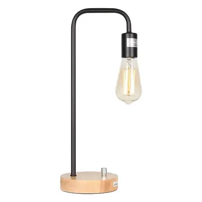 German Stolní lampa, industriální design / dřevo, černá