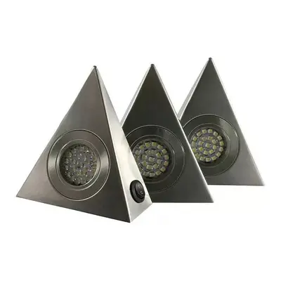 Sada LED podskříňových světel Ritter Leuchten Triangle / 3 x 1,8W / teplá bílá / stříbrná