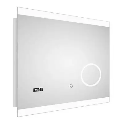 Exkluzivní LED světelné zrcadlo DSK Silver Shine 2.0 / 60 x 60 cm / dotykový senzor / stříbrná