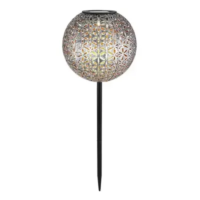 German LED solární lampa / Ø 18,5 cm / teplá bílá / kov / stříbrná