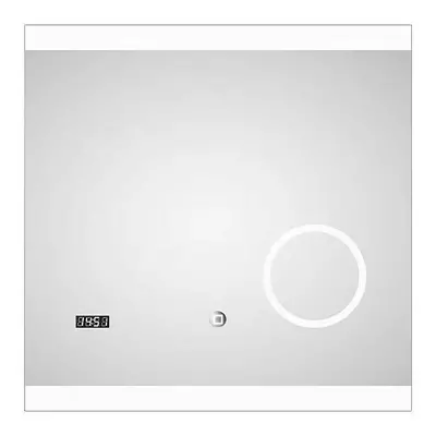 Exkluzivní LED světelné zrcadlo DSK Silver Shine 2.0 / 60 x 60 cm / dotykový senzor / stříbrná