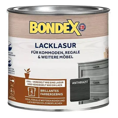 Kompaktní lazura na dřevo Bondex Lacquer Glaze 2v1 / 375 ml / hedvábný lesk / antracit