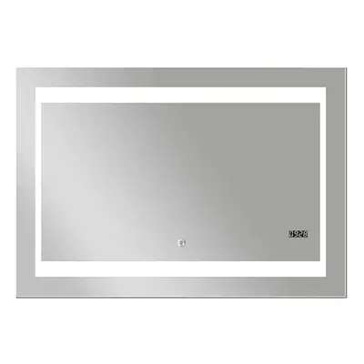 Zrcadlo s LED osvětlením DSK Silver Futura / 100 x 70 cm / dotykový spínač / neutrální bílá