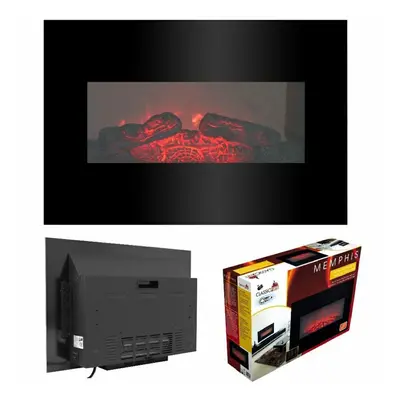 Elektrický LED klasický krb Classic Fire s ventilátorem / krbové topení Memphis / 1800 W / černá