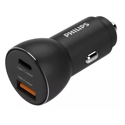 Nabíječka do auta Philips DLP2521/03 / výstup USB-A a USB-C / 36W / DC 12-24V / černá Varianta: 