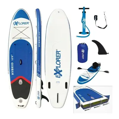 Dvoukomorový paddleboard Explorer 10.6 Hybrid / 320 × 84 × 15 cm / 150 kg / bílá/modrá Varianta: