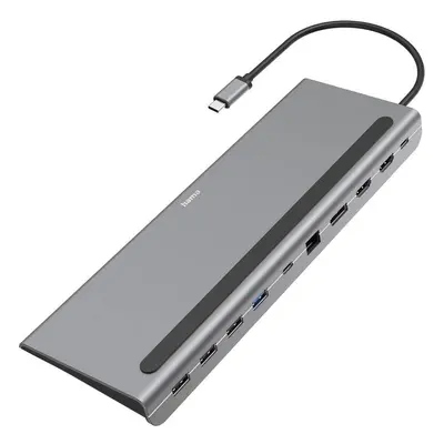 Dokovací stanice Hama Connect2Office Pro / 10 připojení / USB-C / stříbrná Varianta: ivi1