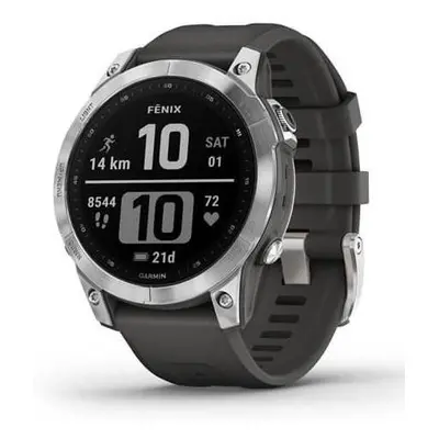 GPS hodinky Garmin fenix 7 Glass - Silver / Graphite / Úhlopříčka displeje 1,3" / Silicone Band 