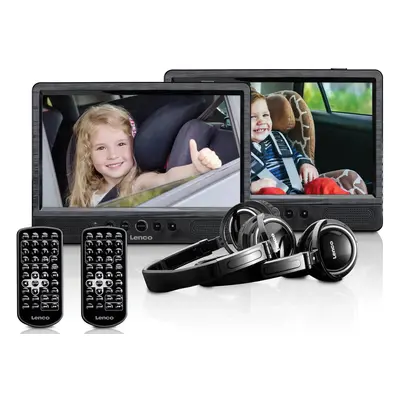 2 přenosné DVD přehrávače Lenco DVP-1045 / 10" (25,4 cm) TFT LCD displej / 1024 x 600 px / 4 W /