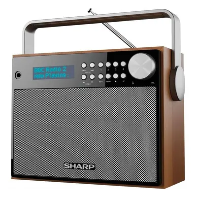 Radiopřijímač s DAB+ Sharp DR-P350 / FM tuner / RDS / funkce budík / 6 W / LCD displej / dřevo /