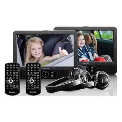 2 přenosné DVD přehrávače Lenco DVP-939 / 9" (22,9 cm) TFT LCD displej / 4 W / 800 x 480 px / če